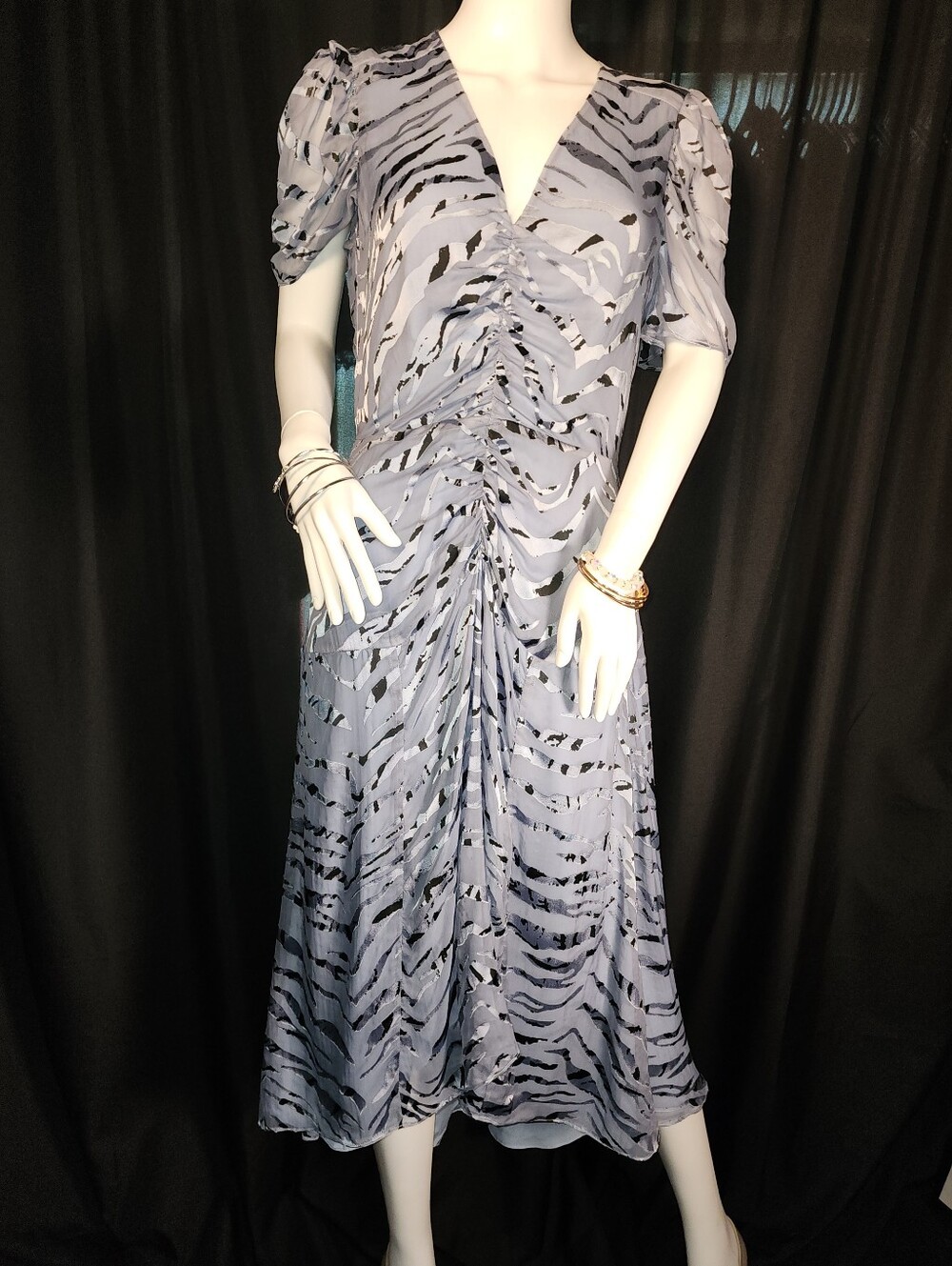 NWOT PARKER Shelley Illusion Tiger-Stripe Stretch Silk Dress